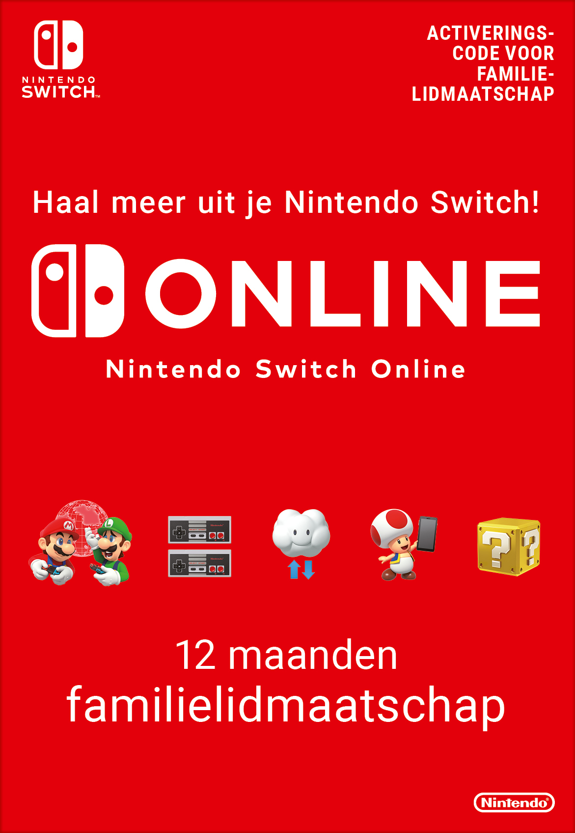 12 Maanden lidmaatschap bij Nintendo Switch Online (Familie)