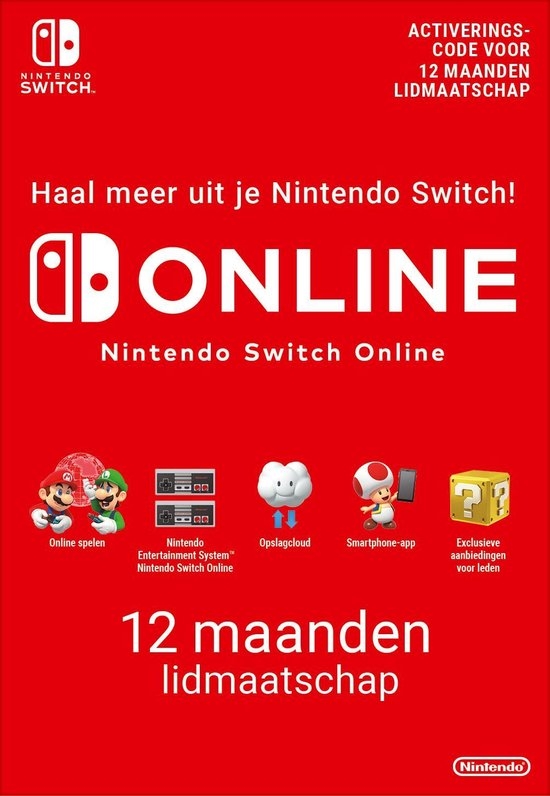 12 Maanden lidmaatschap bij Nintendo Switch Online (Europa)
